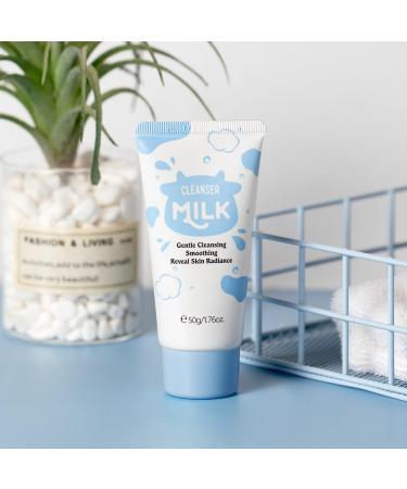 Milk Facial Cleanser - Gentle Nourishing Face Wash Deep Pore Refinement & Moisturizing Face Wash Gentle Foaming Cleanser for All Skin Types - 50g/1.76oz Sky Blue