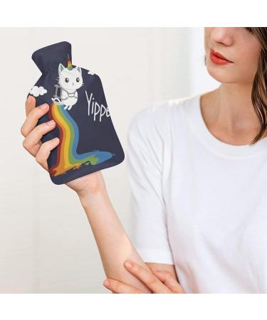 Rainbow Unicorn Cat Hot Water Bottle | Rubber Pain Relief & Foot Warmer - International Shipping Available - Buy Online on GoSupps.com