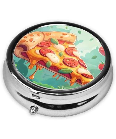 Portable Pizza & Tomatoes Pill Box - Mini 3-Compartment Metal Container for Travel - Hinged Design - Perfect for Small Pills - Black - Buy Online on GoSupps.com