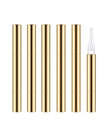 3ml Empty Nail Oil Pen with Brush  Twist Pen for Tooth Whitening  Gel Lip Gloss Container  Eyelash Growth Liquid Tube(Golden  6PCS) Gold/6PCS