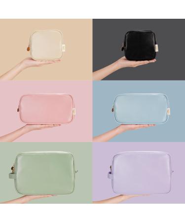 Wandering Nature Eco Vegan Leather Makeup Bag for Women - Small Cosmetic Travel Pouch with Slip-in Pockets in Blue - Buy Online on GoSupps.com