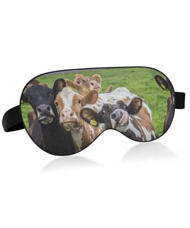 Haskirky Light Blocking Eye Mask Breathable and Adjustable Adult Men and Women Travel on Business Trips Yoga Meditation Light Smooth Comfortable Eye Mask Office Deep Sleep Goodies Four Cows