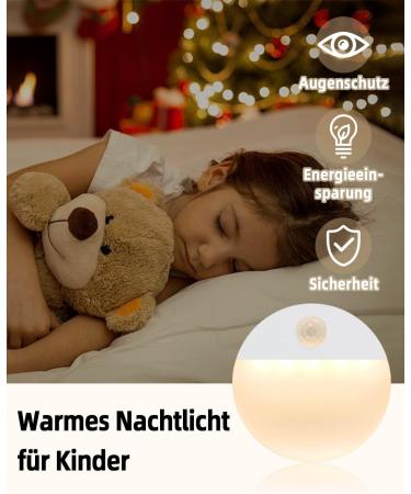 Flowood Night Light with Motion Detector - 4 LED Stair Lights for Kids' Rooms Hallways Bedrooms Kitchen & Cabinets - Battery Operated Warm White T031-W4 - Buy Online on GoSupps.com