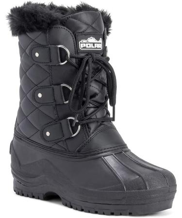 POLAR Women's Mid Calf Black Leather Waterproof Tactical Boots - Size 8 - Buy Online on GoSupps.com