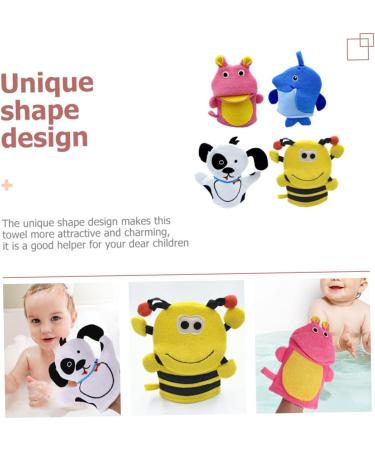 FRCOLOR 4pcs Cartoon Bath Gloves - Kids Bath Mitts Water Bottle Washcloths Toddler Shower Sponge - Fun Bath Supplies for Baby & Toddler - Buy Online on GoSupps.com