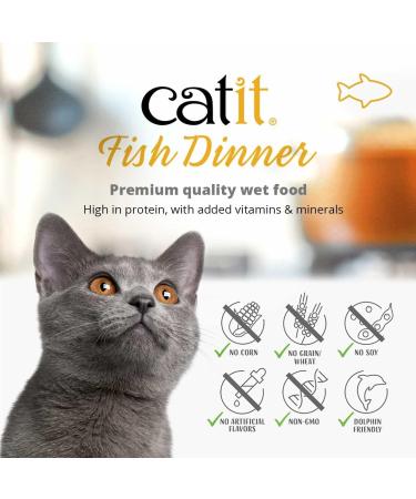 Catit Fish Dinner with Salmon & Green Beans 80 g (Pack of 6) Cat Food Wet Cat Food Cat Food Wet Nourriture Pour Chat Cat Wet Food Chat Kitten Food Kitten Wet Food Canned Cat Food - Buy Online on GoSupps.com