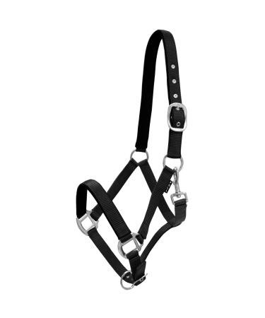 York Horse Halter Milo Nylon Halter Soft Padding Stable Halter Pasture Halter Noseband (Cob black) Cob black