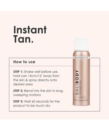 Bali Body Instant Tan Light-Medium | Skin Perfecting Aerated Spray, Instantly Flawless Airbrushed Bronzed Finish | Soothing for All Skin Types | Vegan, Cruelty Free, Australian Made (97 ml/3.28 fl oz) - Buy Online on GoSupps.com