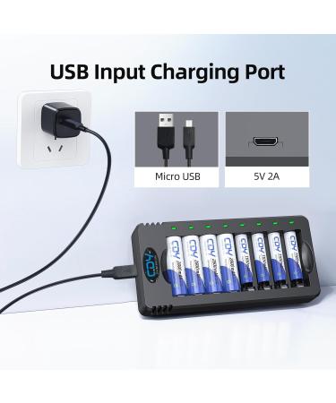 Buy 24 Pack AAA Rechargeable Batteries & Charger - CDY 1100mAh Ni-MH High Capacity with 8 Bay USB Fast Charging - International Shipping Available - Buy Online on GoSupps.com