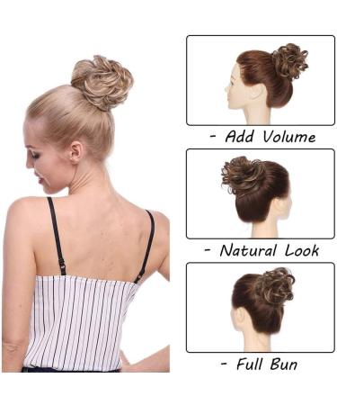 Light Brown Updo Ponytail Hair Extensions - Messy Scrunchies Bun for Women - Curly Wavy Hairpieces & Accessories - 25g - Buy Online on GoSupps.com