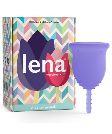 Lena Menstrual Cup | Small - Light to Heavy Menstruation Flow | Beginner Period Cups Reusable | Tampon and Pad Alternative | 12 Hour Wear Feminine Care Soft Cup | Made in USA | Purple Purple Small (Pack of 1)