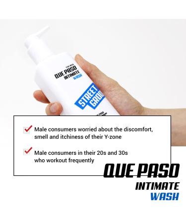 QUE PASO Men's Intimate Foaming Wash 230ml - Gentle Genital Cleanser with Cool Peppermint Scent - Moisturizing & Prevents Dryness, Odor, and Itching - Buy Online on GoSupps.com