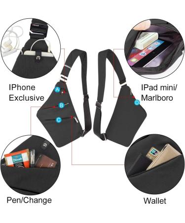 OSOCE Sling Bag Chest Backpack - Lightweight Anti-Theft Crossbody Daypack for Men and Women - Black Small - Buy Online on GoSupps.com