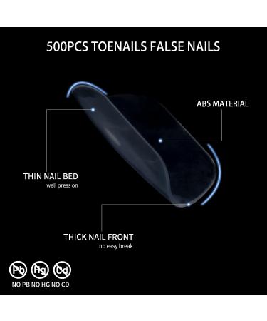 Dazzle 500Pcs Clear Toe Nail Tips - Full Cover Press on Toenails | False Toenails for Nail Salons and DIY Nail Art - Buy Online on GoSupps.com