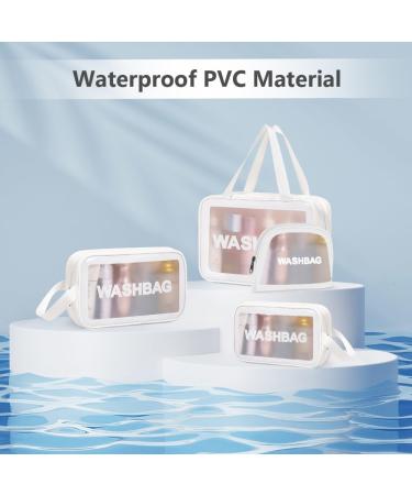 5PCS Clear Waterproof Toiletry Travel Bags - Portable Airport Cosmetic Bags (White) - Buy Online on GoSupps.com