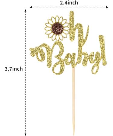 24 PCS Sunflower Oh Baby Cupcake Topper Glitter Baby Shower Cupcake Picks Perfect for Baby Shower Gender Reveal Party Cake Decorations Supplies - Buy Online on GoSupps.com