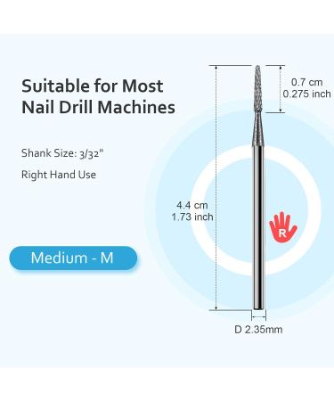 CGBE Nail Miller Attachments | 3/32 Wolfram Carbide Bits for Manicure & Pedicure | Cone Shape Drill Bits for Dead Skin & Rhinestones Removal - Buy Online on GoSupps.com