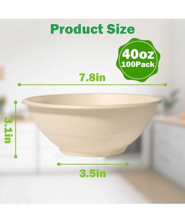 40oz Disposable Bowls - 100 Pack | Compostable Sugarcane | Microwavable & Biodegradable | Heavy Duty Hot Soup & Salad Paper Bowls - Buy Online on GoSupps.com
