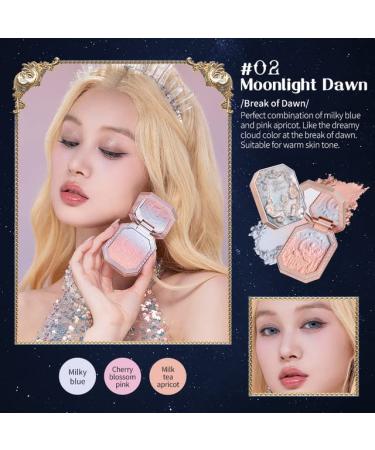 CLLOOM Huazhixiao Moonlight Mermaid Blush Palette - Tri-Color Gradient Contour & Highlighter (#02) - Buy Online on GoSupps.com