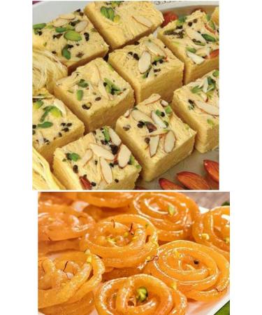 Two Different Types Of Delicious Indian Traditional Sweets Raksha Bandhan Marriage Diwali Holi Ganesh Chaturthi Festival Treat For Family & Friends (2 375g Each)(Rasmalai & Green Pista Barfi) - Buy Online on GoSupps.com