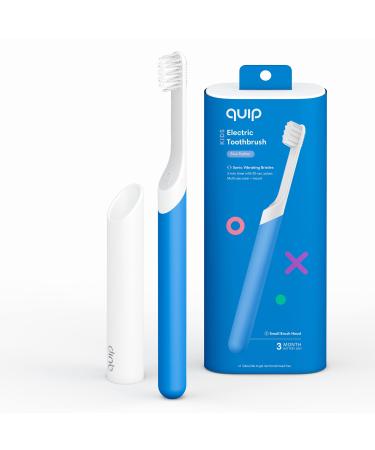 quip Kids Electric Toothbrush - Sonic Toothbrush with Small Brush Head, Travel Cover & Mirror Mount, Soft Bristles, Timer, and Rubber Handle - Blue