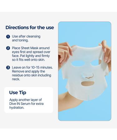 Torriden DiveIn low molecular weight hyaluronic acid facial mask 27 ml moisturizing skin regenerating Kbeauty pack of 10 - Buy Online on GoSupps.com