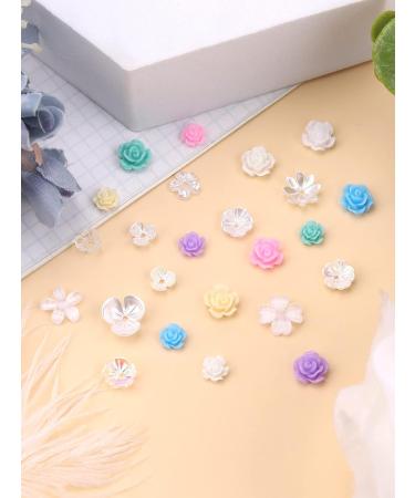 Ebanku 3D Acrylic Flower Nail Art - Five-Leaf White Flower Gems & Pearl Glitter for Stunning Nail Decorations - Buy Online on GoSupps.com