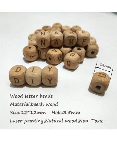 104pcs 12MM Natural Beech Wood Alphabet Letter Beads for Jewelry Making - DIY Mom Necklace | Square Wooden Letter Beads - Buy Online on GoSupps.com