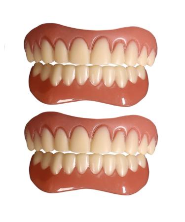 Xzlzmd silica dentures instant veiners up and teeth prosthesis Temporary teeth cosmetic dental venerteers comfort fit quick prostheses for men women uniform size 2 pair