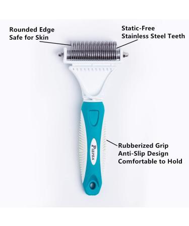 Piepea Pet Dematting Comb for Dogs & Cats 23+12 Teeth Double Sided Professional Grooming Rake Shedding Brush Rake Dematting Tool to Remove Undercoat Knots Mats & Tangles - Buy Online on GoSupps.com