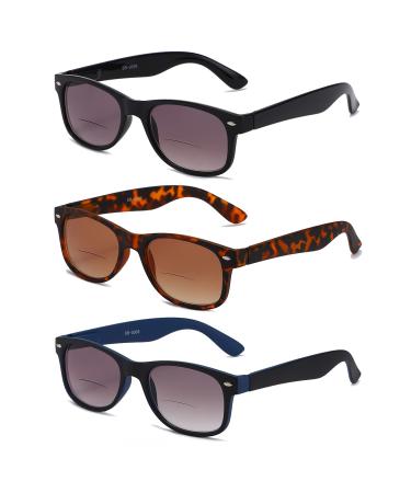Bifocal Sunglasses for Women Reader Glasses Spring Hinge 3 Pair 3 Colors X 1.5 x