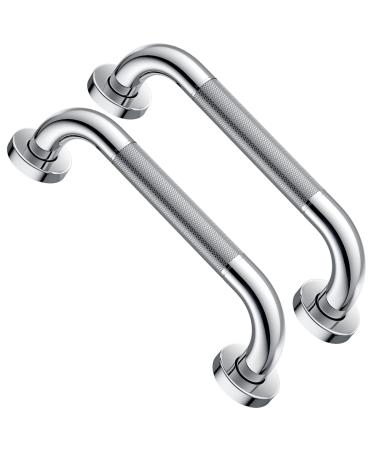 2 Pack 12 Inch Anti Slip Shower Grab Bar 1.25" Diameter,Munzong Stainless Steel Bathroom Grab Bar,Knurled Bathroom Balance Bar,Safety Handrail Support,Handicap Injury Elderly Senior Assist Bath Handle 12inch-2 Pack Chrome shower bars for elderly 2 pack