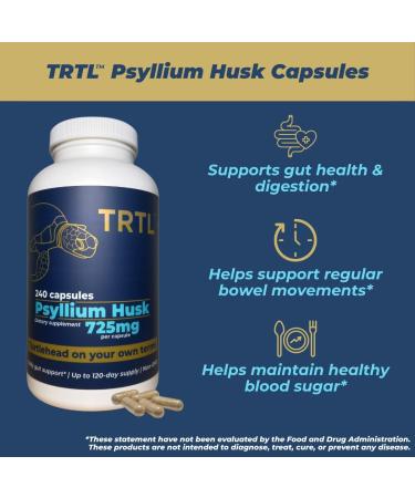 TRTL Psyllium Husk Capsules 240ct | Fiber Supplement for Gut Health Support & Digestive Regularity | Packaged & Tested in USA Non-GMO | 2.2g Fiber per Serving - Buy Online on GoSupps.com