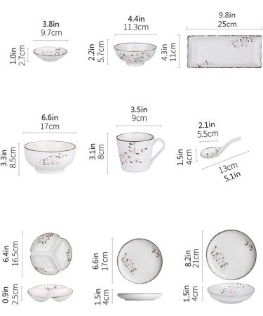 Dinner Plates Ceramic Dinner Plate Sets 13-Piece Kitchen Dinnerware Set Service for 2 Hand-Painted Cherry Blossom Premium Quality Porcelain Plates Set Plates Kitchenware - Buy Online on GoSupps.com