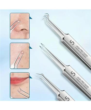 Usiveinborn Blackhead Remover Usiveinborn Tweezers Professional Stainless Steel Facial Blackhead Remover Tweezers Pimple Popper Tool Easy Removal of Pimples Blackheads (7pcs) - Buy Online on GoSupps.com