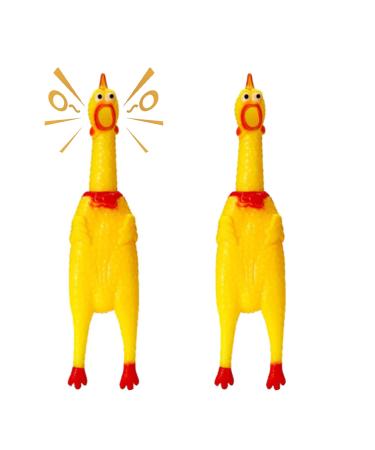 XFly 2 pieces of rubber screaming chickens toys dog toys rubber screaming chicken yellow squeaky decompression Small toys to clean the teeth 2*yellow 17cm - Buy Online on GoSupps.com