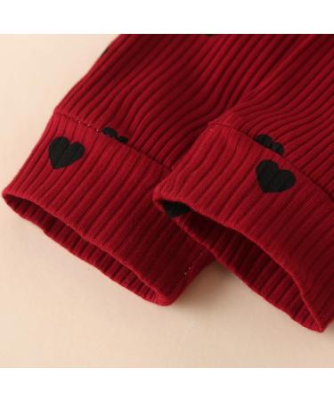 UUAISSO Baby Girls Cow Print Ruffled Outfit | Infant Clothing Set 0-3 Months | Wine Red Hearts Design - Buy Online on GoSupps.com