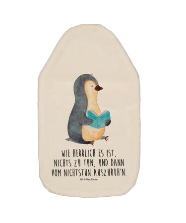 Mr. & Mrs. Panda Warm bottle penguin book - gift hot water bottle cover children's heat bottle doing nothing reading lazing heat bottle with cover white