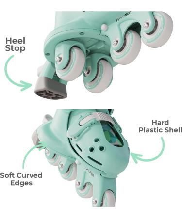 Yvolution Twista Skates Learner Training Skates - 2-in-1 Adjustable Roller Skates for Boys and Girls 2+ Years Old, US Size 7-11 - Green - Buy Online on GoSupps.com