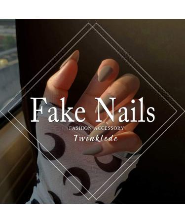 Twinklede White Matte Coffin Press on Nails - 24 PCS Full Cover Acrylic False Nails for Women and Girls - Buy Online on GoSupps.com