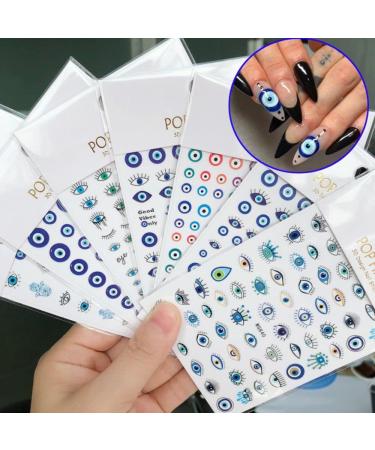 Self-adhesive Design for Nail Salons Easy to Apply Lucky Blue Colorful Evil Eye Nail Sticker Eye Evil Nail Art Sticker 3D Nail Decals(WG841) - Buy Online on GoSupps.com