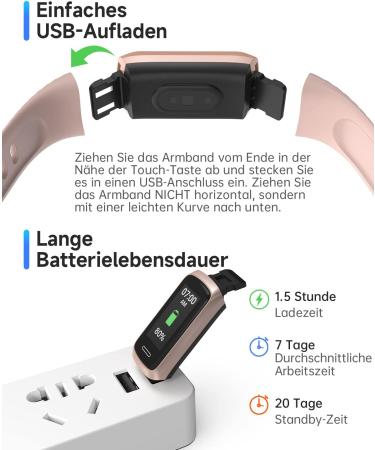 Toobur Fitness Tracker - IP68 Waterproof Activity Tracker with Heart Rate Monitor Sleep & Sports Modes - Compatible with Android & iOS - Pink Bracelet for Women - Buy Online on GoSupps.com