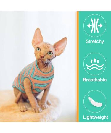 OUOBOB Sphynx Cat Clothing | Breathable Sleeveless Shirts & Sweaters for Hairless Cats | Perfect Summer Attire for Sphynx Cornish Rex & Devon Rex - Buy Online on GoSupps.com