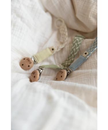 Organic Cotton BIBS Pacifier Clip String - Danish Design - Dusty Pink/Pale Butter - Buy Online on GoSupps.com