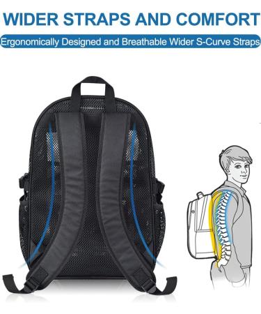 22L Heavy Duty Mesh Backpack for Adults - Black See-Through Bookbag for School, Beach, and Sports - Buy Online on GoSupps.com