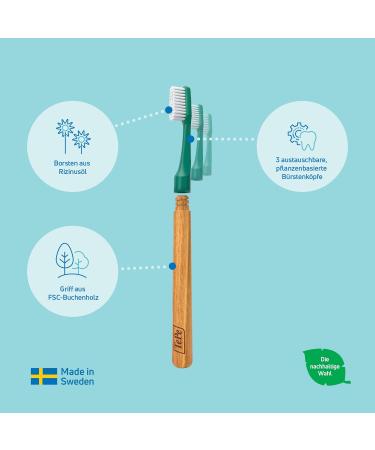 TEPE Choice Soft Toothbrush - 1 Wooden Handle & 3 Brush Heads for Effective Plaque Removal | International Shipping Available - Buy Online on GoSupps.com
