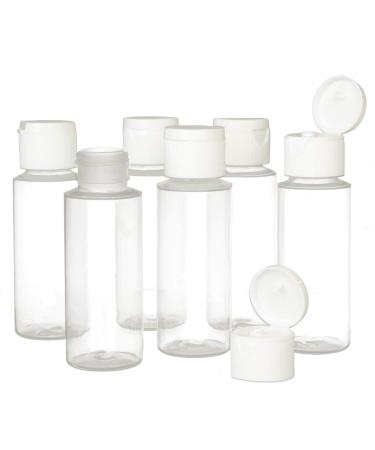 2oz Clear Plastic Empty Squeeze Bottles with Flip Cap - BPA-free - Set of 6 - TSA Travel Size 2 Ounce - By Chica and Jo