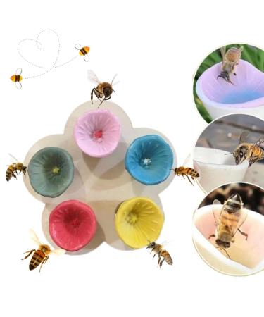 EHOTER Bee Insect Drinking Cup 2024 New Colorful Bee Insect Drinking Cup Safe Places to Drink for Bees Thirsty Pollinators Need a Drink Resin Bee Cups for Garden Decor (Multicolor)