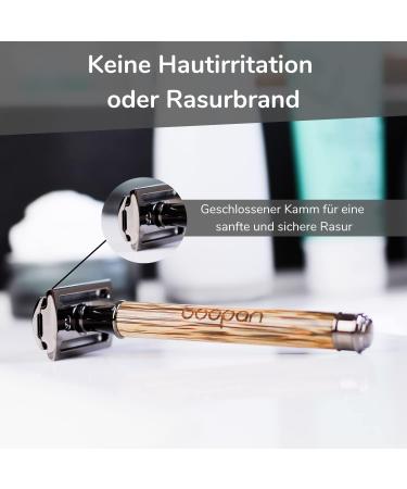 BOOpan Premium Razor Hobel Set - Eco-Friendly Bamboo Shaving Kit for Men & Women | Includes Razor Blades Stand & eBook - Perfect Gift Set - Buy Online on GoSupps.com